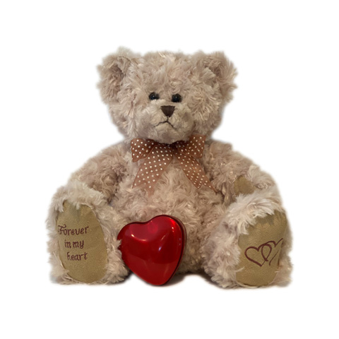 small cami bear with heart tin